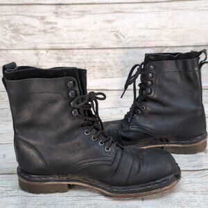 Dr MArtens Pier Black Leather Lace Up Boots Men Size 9 EU 42